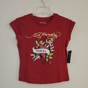 Ed Hardy Kids Red Graphic Tee